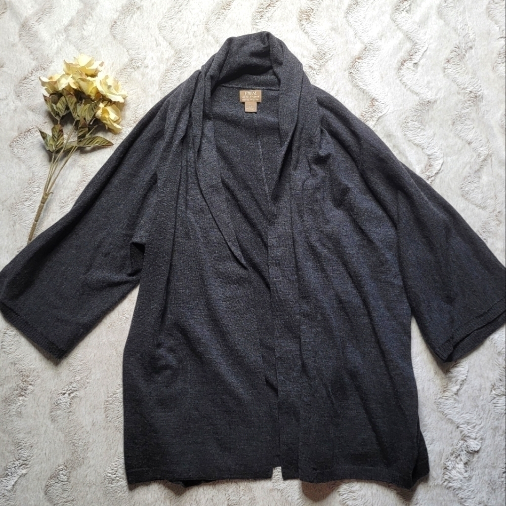 Fenn Wright Manson 100% Italian Merino Wool Charcoal Gray Cardigan Sweater Sz XL